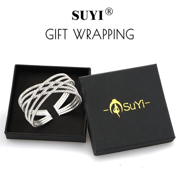 Rhinestone Bracelet for Women Silver Multilayer Cuff Bracelet Craystal Braidal B - Picture 7 of 7